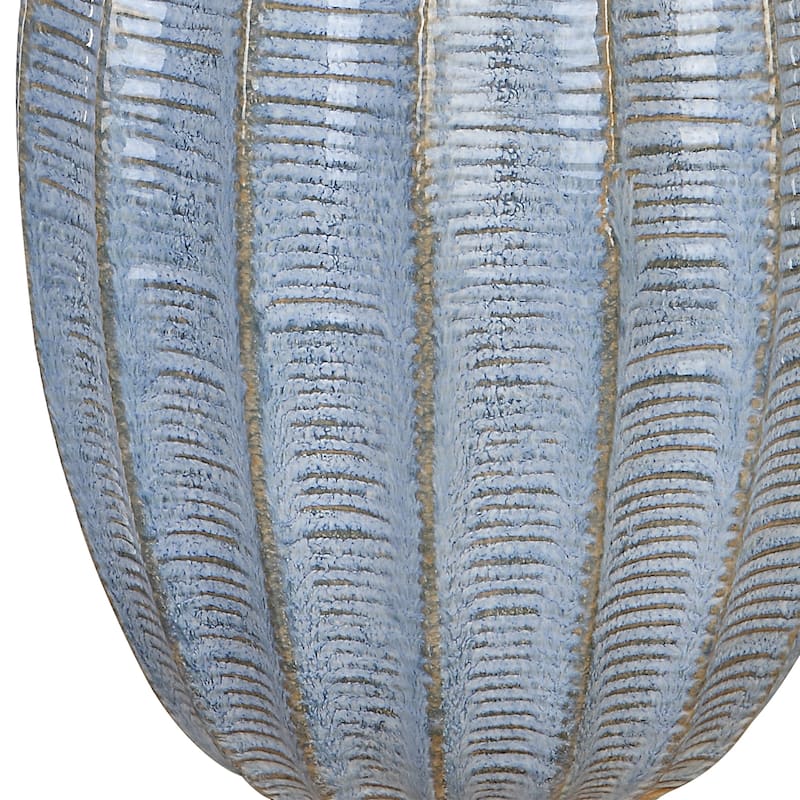 Scalloped Striped Table Lamp with Tapered Shade- 28" - Blue