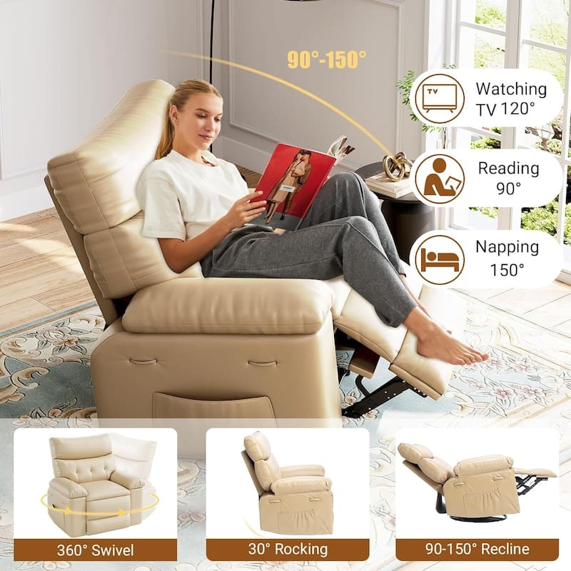 360 Swivel Rocking Chair Massage Recliner Sofa Chair for Living Room, Nursery