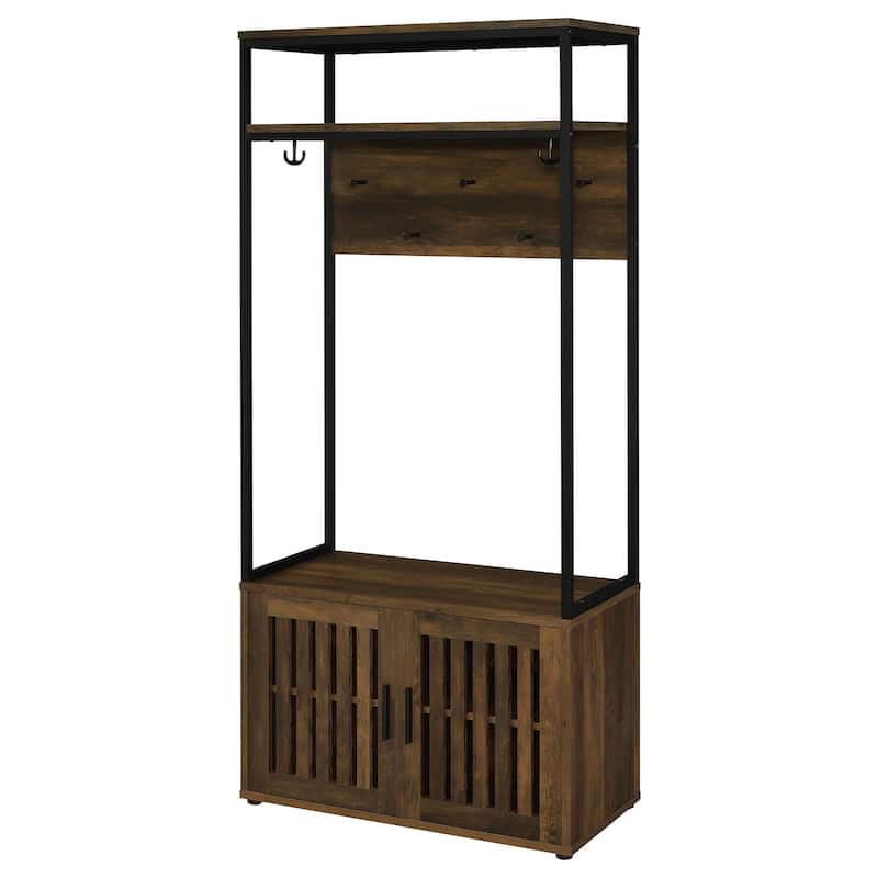 Quincy 2-Door Hall Tree Dark Pine And Black