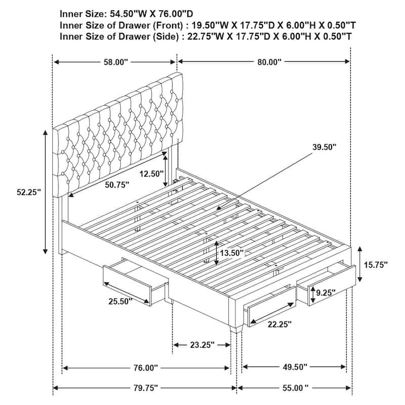 Soledad Fabric Upholstered Storage Panel Bed