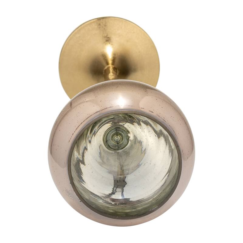 Glass Metal Stem Curved Globe Candle Holder