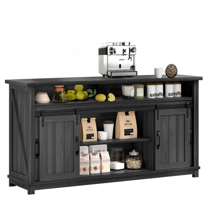 Moasis Farmhouse TV Stand for 73 Inch TV Media Console Entertainment Center Sliding Barn Door