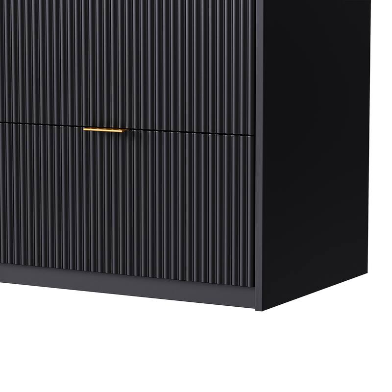 Multifunctional 4-Piece TV Wall Unit with 13 Shelves, 8 Drawers, & 2 Cabinets, Fluted Line Design, for Living Room