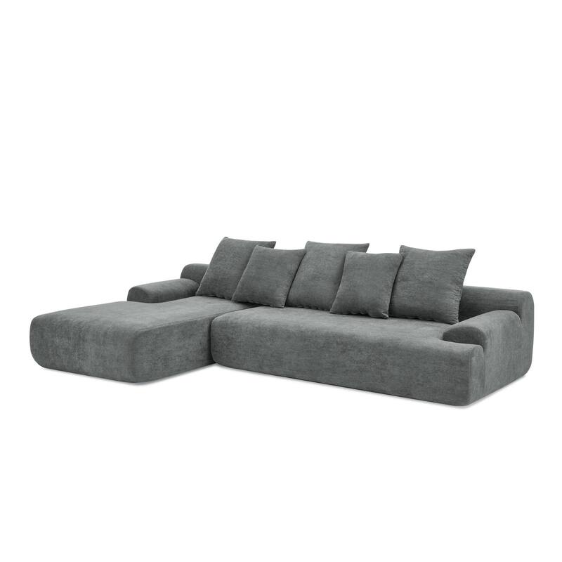 110" Modern L-Shape Modular Sectional, Melange Velvet, Easy Assembly