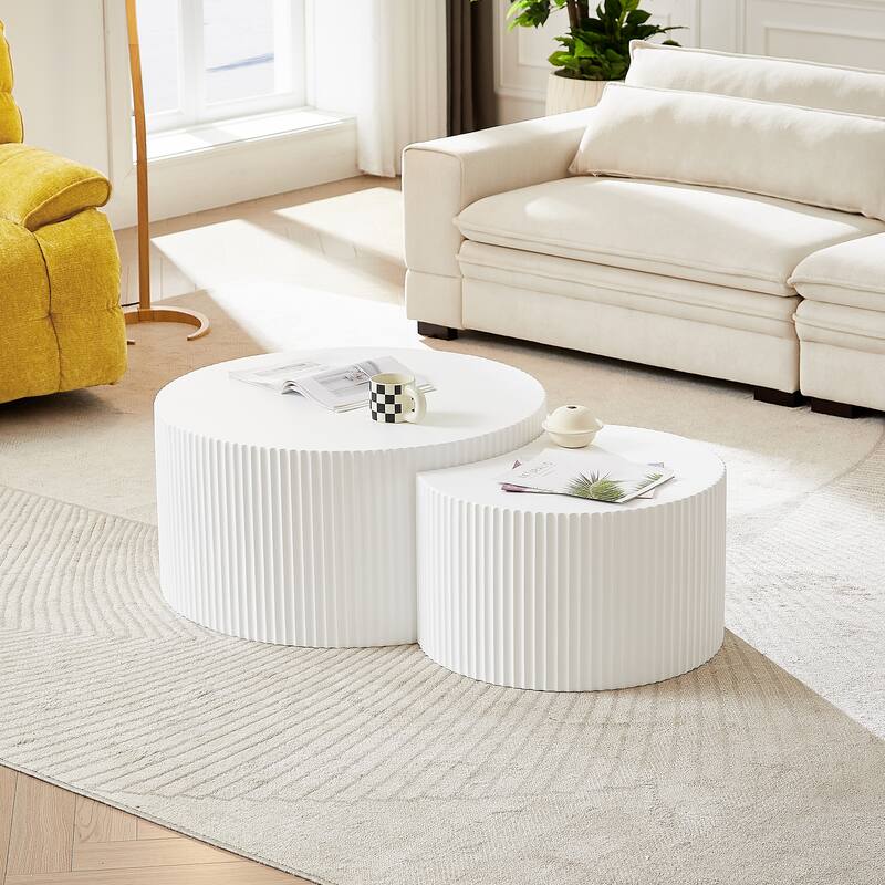 Black Nesting Table Set Of 2 Round And Half Moon Shapes,No Need Assembly