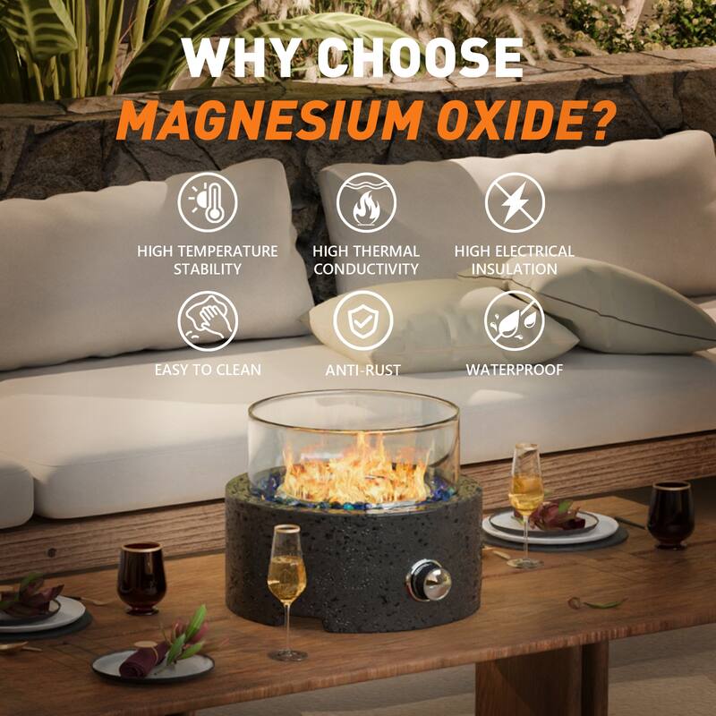 COSIEST Travertine Outdoor Patio Tabletop Fire Pit