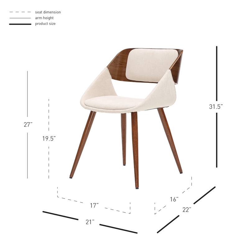 NPD Furniture Cyprus Upholstered Walnut Dining Chair