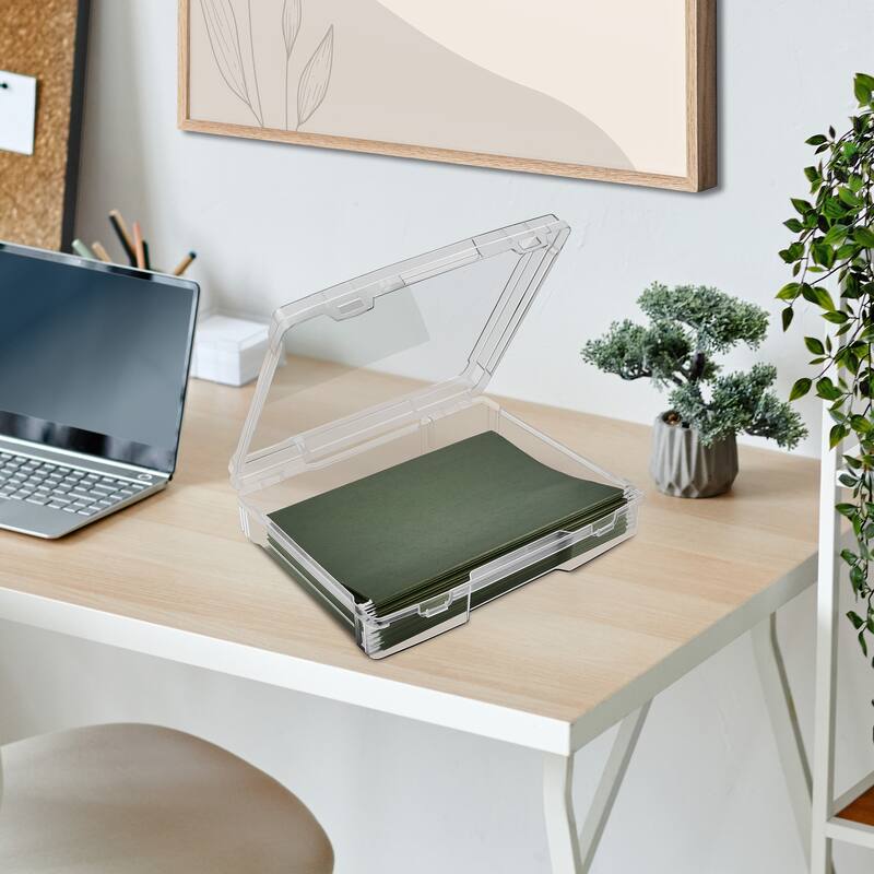 Sorbus Single-Piece Wide Hanging File Organizer Bin, Interior 10"x12" Clear Plastic Stackable for Document Storage