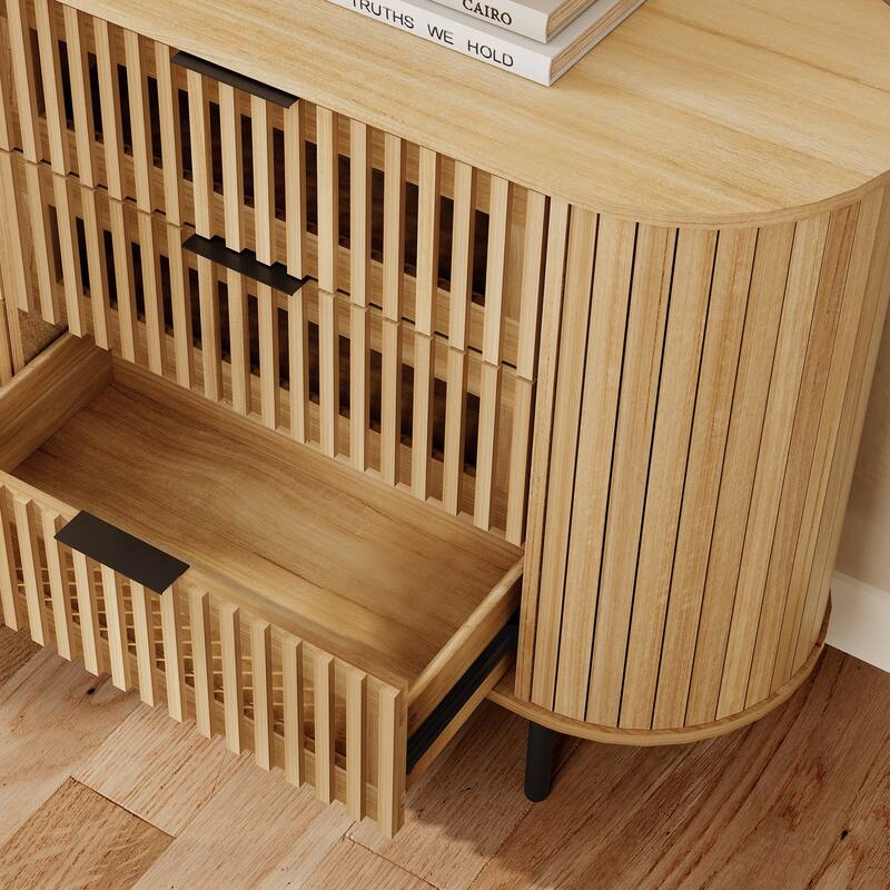 WAMPAT Fluted 6 Drawers Dresser,63" Wide Chest of Drawer