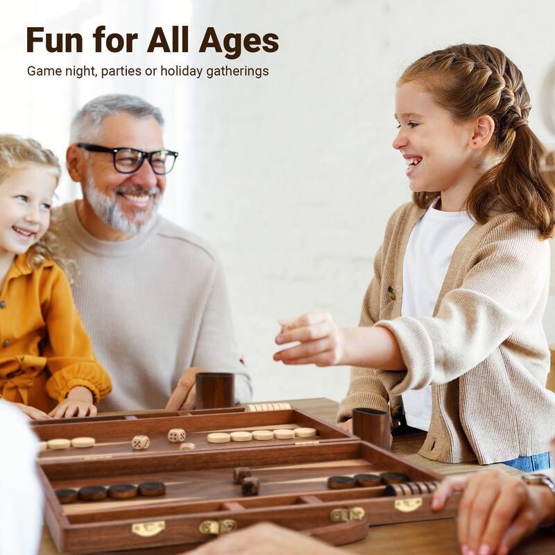 Backgammon Board Game Set (15 Inches) for Adults and Kids - N/A