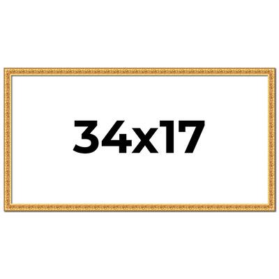 34x17 Frame Gold Real Wood Picture Frame Width 1 inches | Interior