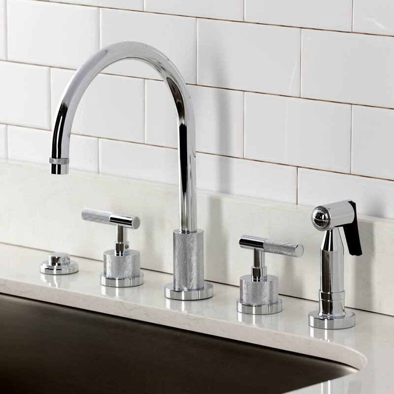 Kingston Brass Essex Double-Handle Wall-Mount Pre-Rinse Bridge Kitchen Faucet
