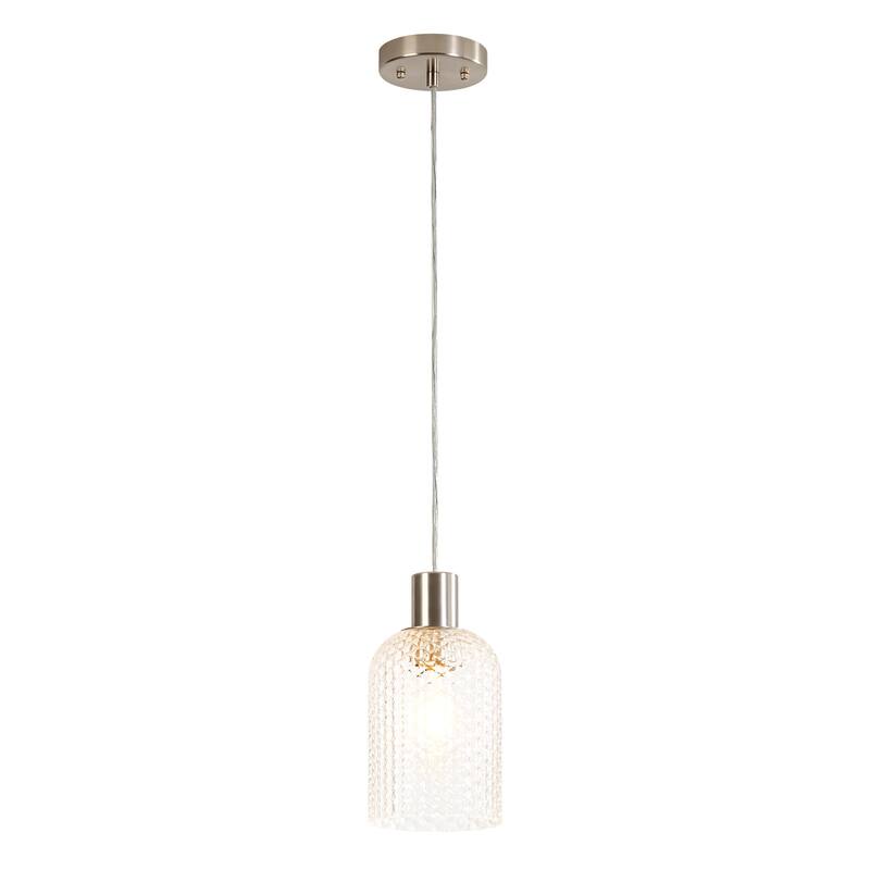 1/3-Light Modern Glam Bell-Shaped Adjustable Island Pendant Light with Clear/Blue/Amber Textured Glass