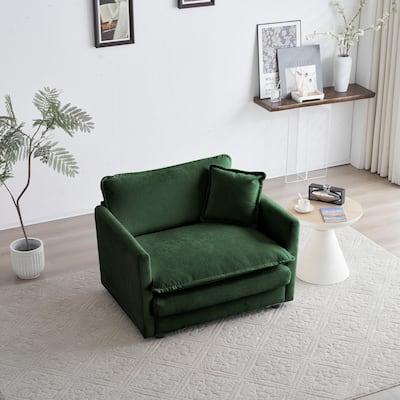 Deep Single Seat Sofa Chair Accent Chairs with 1 Toss Pillow, Living Room Chenille Upholstered Reading Armchair