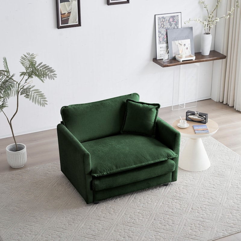 GDFStudio-Octavian Chenille Deep Single Seat Sofa - Green