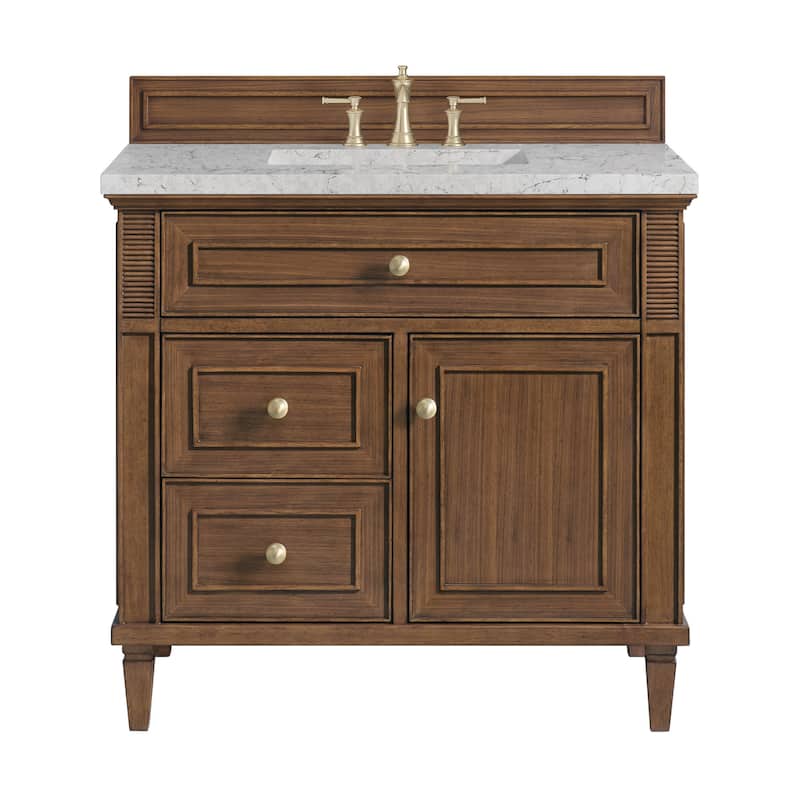 James Martin Vanities 424-V36-3EJP Lorelai 36" Single Basin Wood - Mid-Century Walnut - Walnut Finish