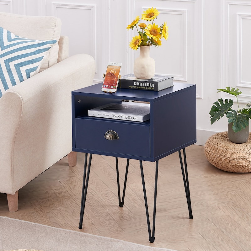 Taomika 2-Piece 1-Drawer Nightstand Set with Drawer Compact Open Shelf Bedside Table for Saving Space(Set of 2 )