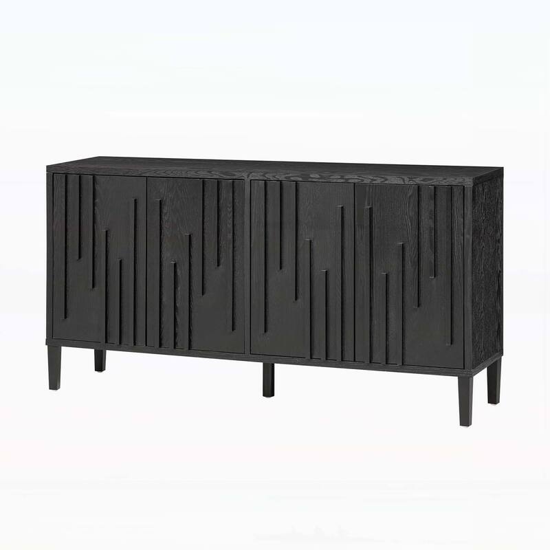 4-Door Sideboard with Hidden Handles,Ideal for Living Room,Hallway,Dining and Office Storage