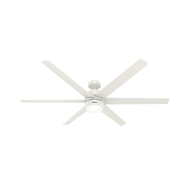Hunter 72" Solaria Outdoor Damp-Rated Ceiling Fan with LED Light, Wall Control - Industrial, Modern - ENERGY STAR!