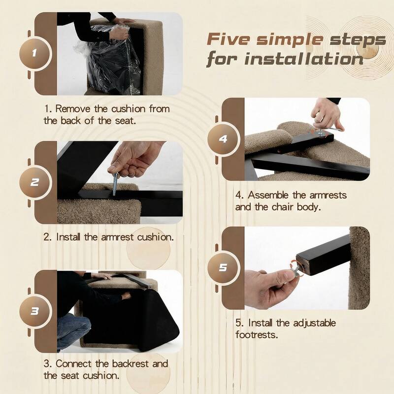 Mid Century Modern Accent Chair, Solid Wood Upholstered Armchair with Wide Backrest and Thick Cushion