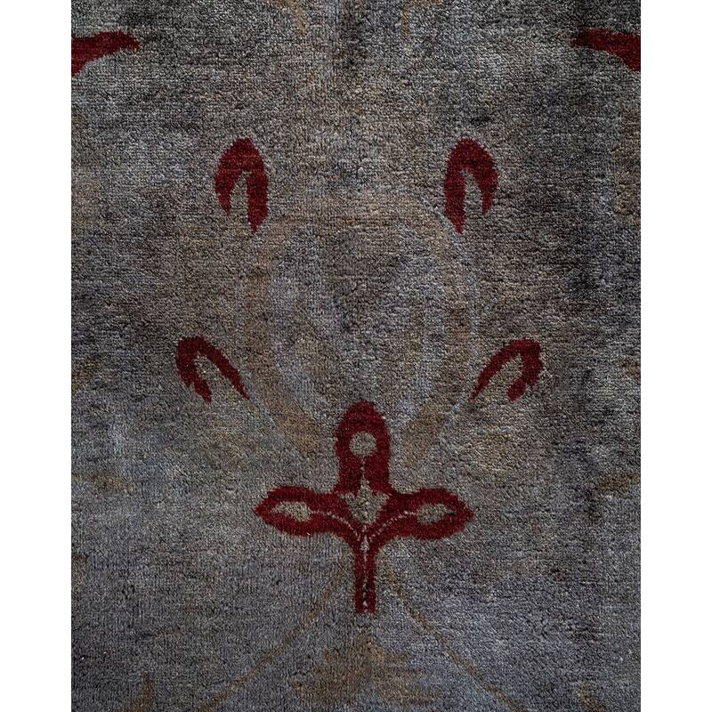 Overton Hand Knotted Wool Vintage Inspired Modern Contemporary Overdyed Gray Area Rug - 9' 1" x 11' 9"