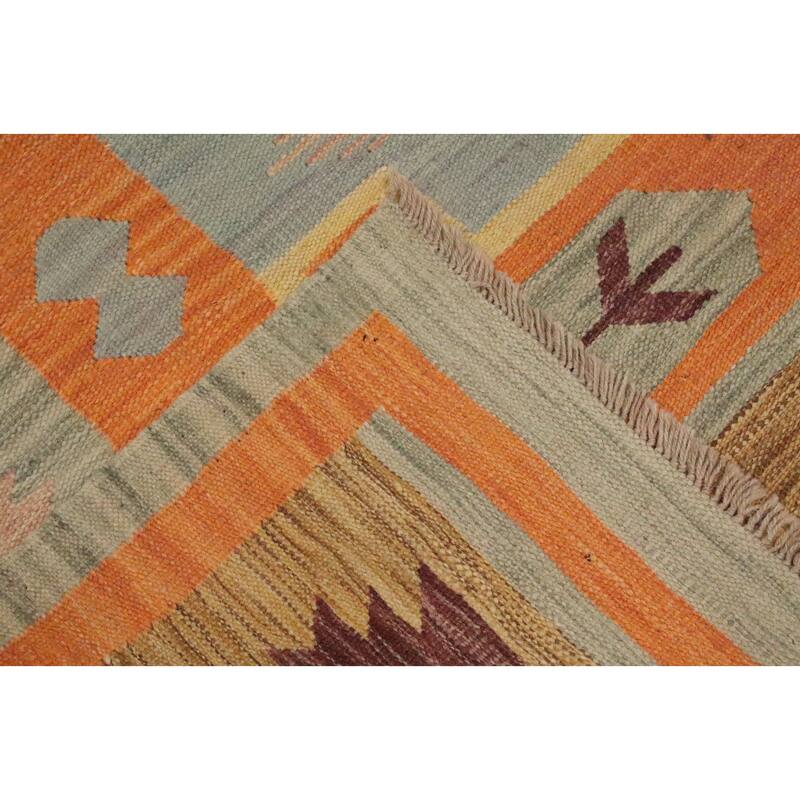 Hand Woven Oriental 100% Wool Carpet Southwestern Tribal Navy Blue & Blues Kilim Area Rug - 13' 0'' X 9' 9''