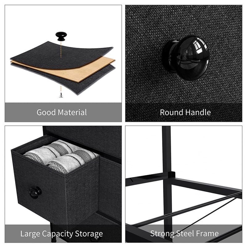 6 Drawer Steel Frame Wooden Top Minimalist Closet Storage