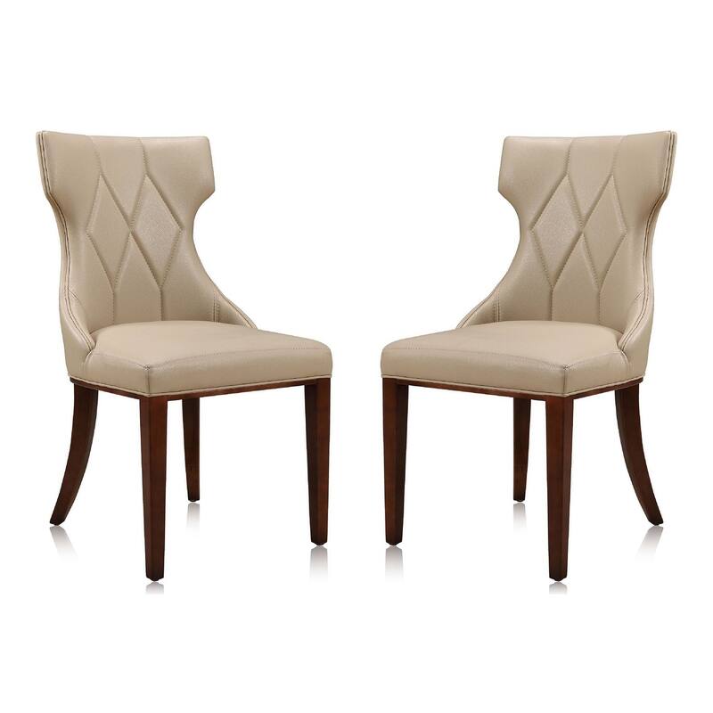 Reine Black and Walnut Velvet Dining Chair (Set of Two) - Set of 2 - Cream