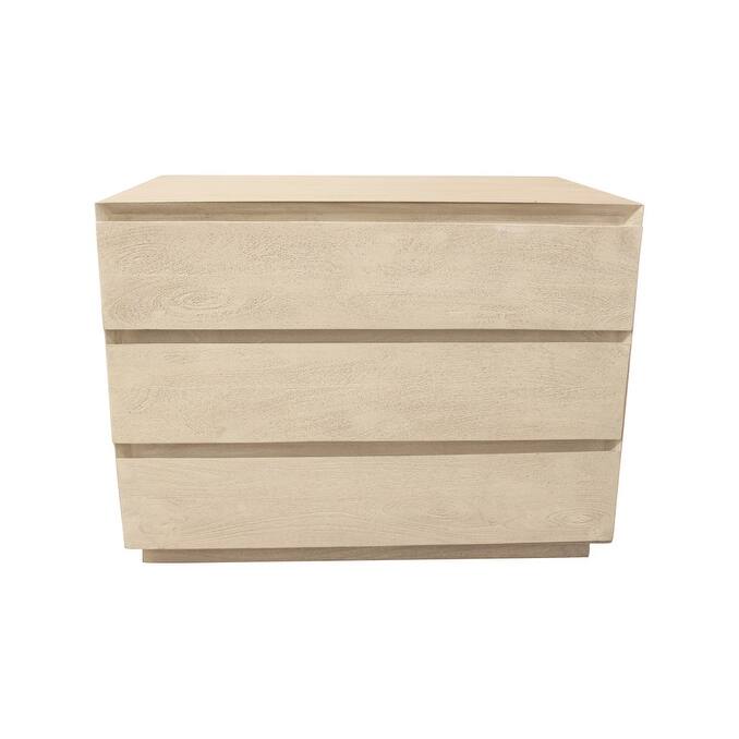 24" Natural Three Drawer Solid Wood Nightstand