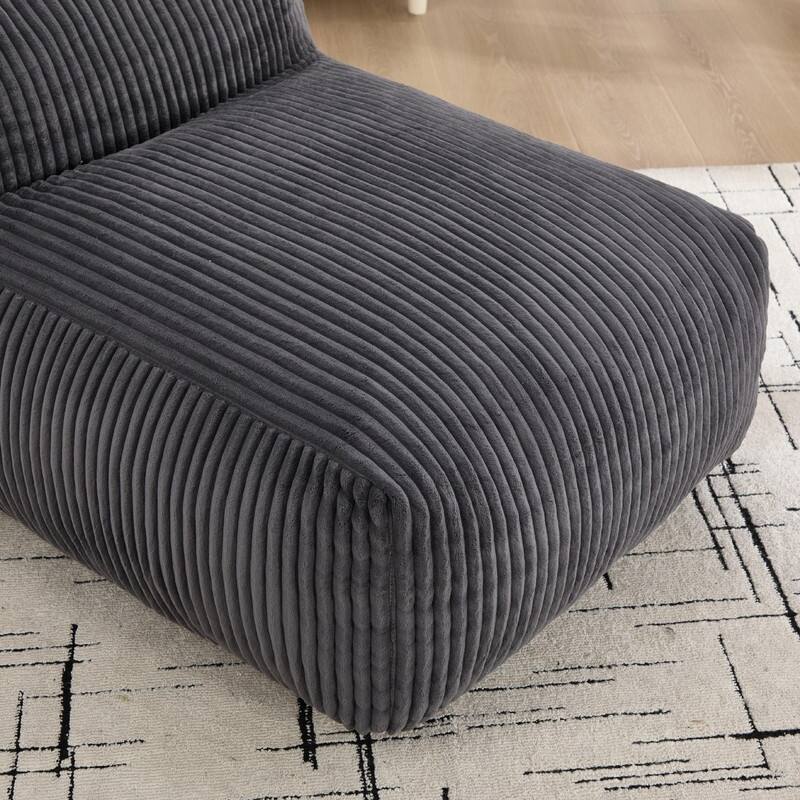 Large Memory Foam Bean Bag Chair for Adults, Corduroy Lounger Sofa with Ottoman