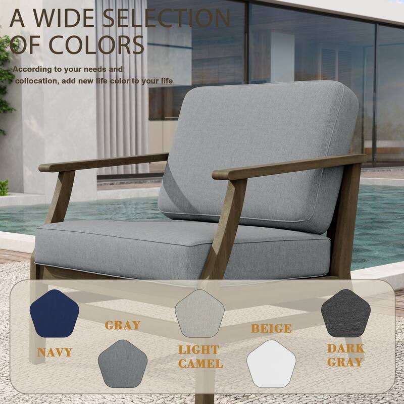 2 Set Patio Teak Wood Outdoor Chair with Cushions