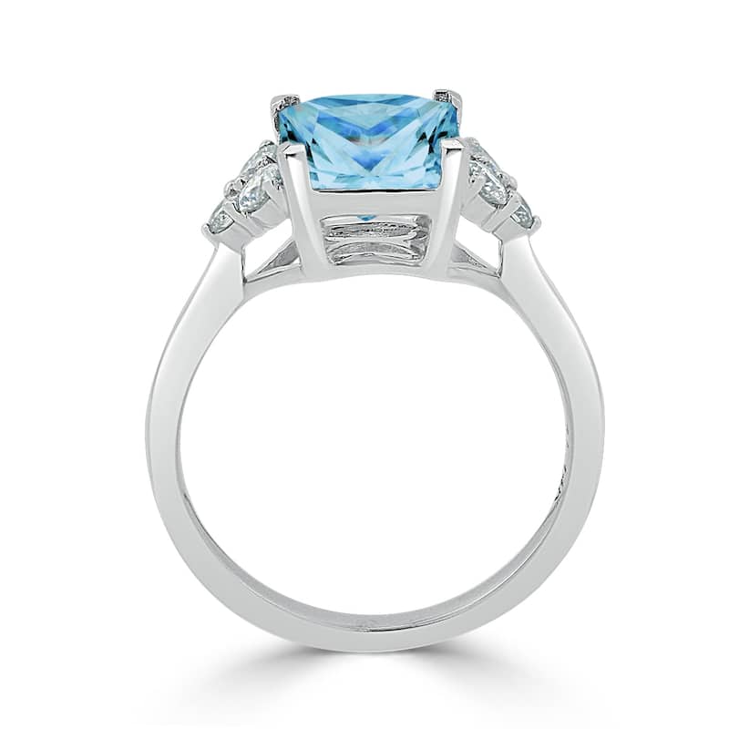 Auriya 3 1/10ct Princess-cut Sky Blue Topaz and Diamond Engagement Ring 1/3ctw 14k Gold