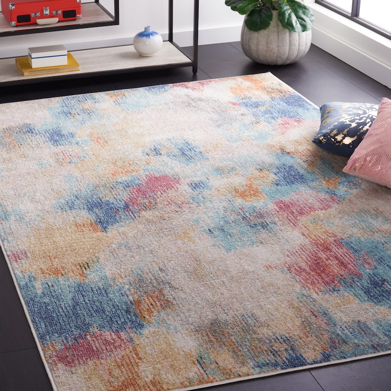 SAFAVIEH Phoenix Nelly Modern Abstract Rug - 8' x 10' - Aqua/Gold Rose