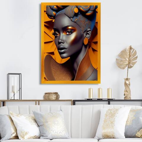 Designart "Exquiste African Woman Design I" African American Framed Art Print