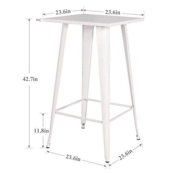 VECELO Square Tall Gunmetal Steel Bar Table 42 Inch(Red/White/Green