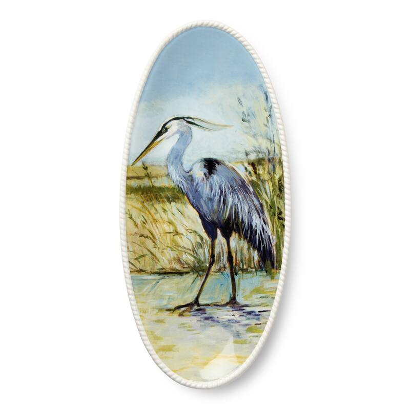 Certified International Coastal Birds Fish Platter - 15.00"L x 7.25"W x 1.25"H