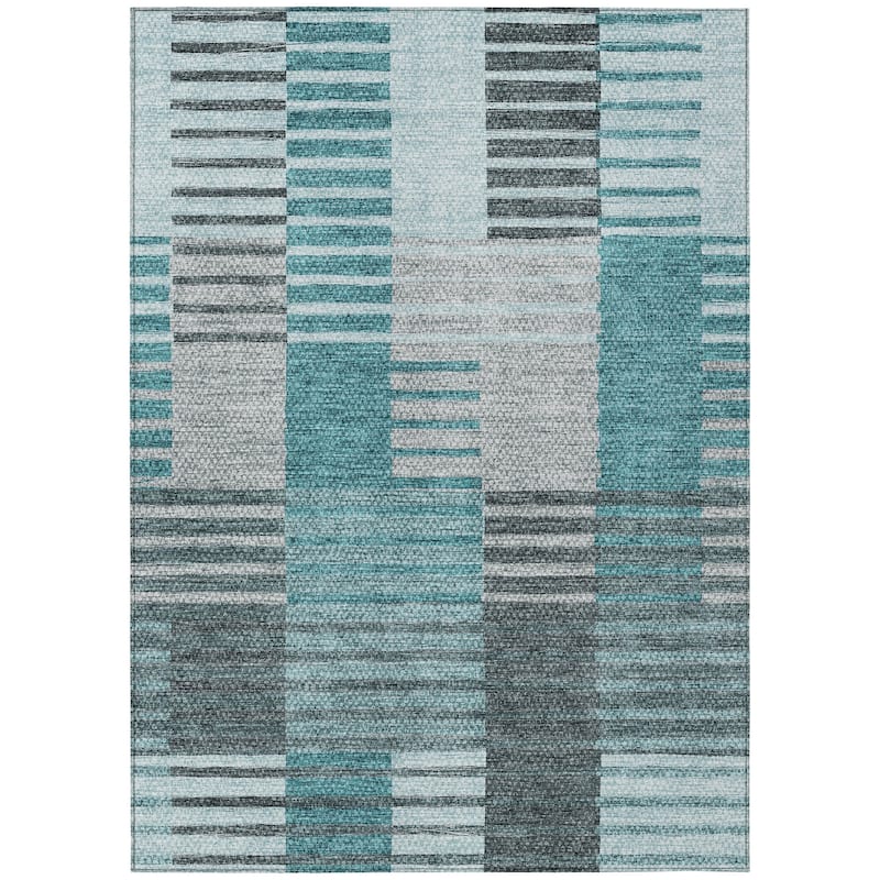 Machine Washable Indoor/ Outdoor Chantille Contemporary Stripes Rug