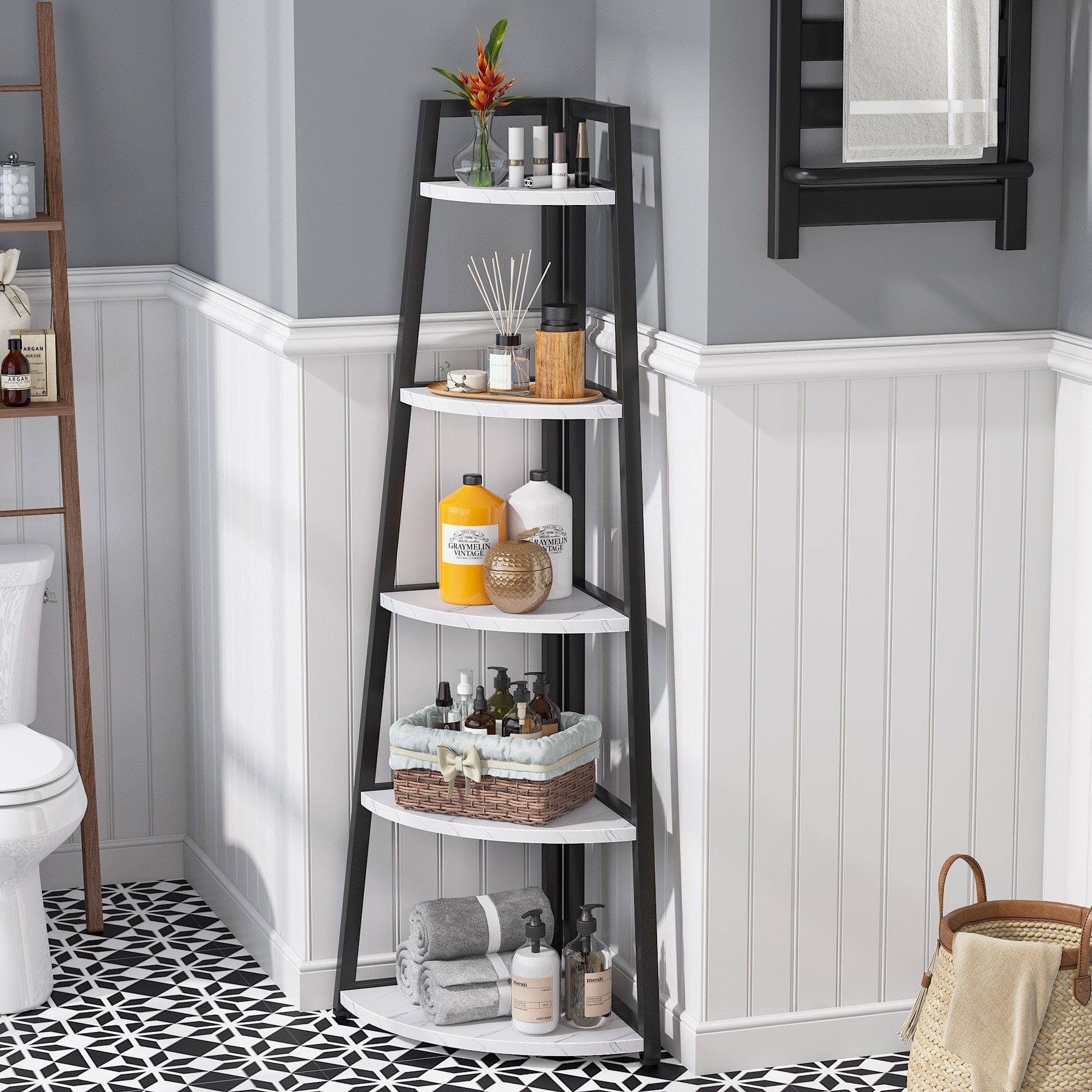 その他 Magical Furniture Angle 70 Shelf 70 inch Tall Corner Shelf, Corner Bookshelf and Bookcase - On Sale