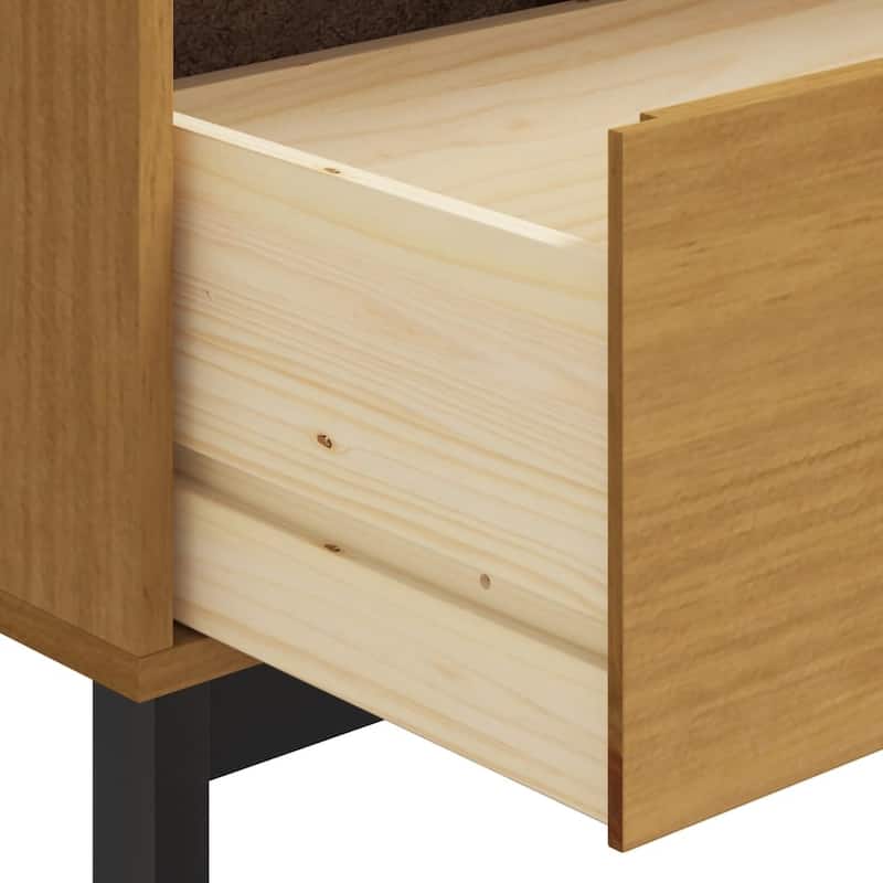 vidaXL Sideboard with Glass Door FLAM 43.3"x15.7"x31.5" Solid Wood Pine - 43.3" x 15.7" x 31.5"