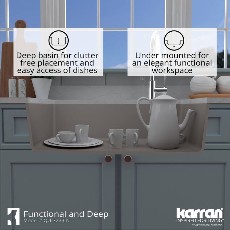 Karran Undermount Quartz Composite 33 in. Single Bowl Kitchen Sink with Accessories