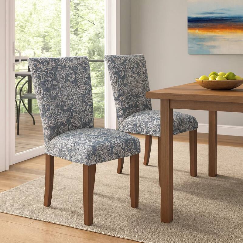 Jax Parsons Dining Chair Set of 2, Blue Jacobean Print Polyester