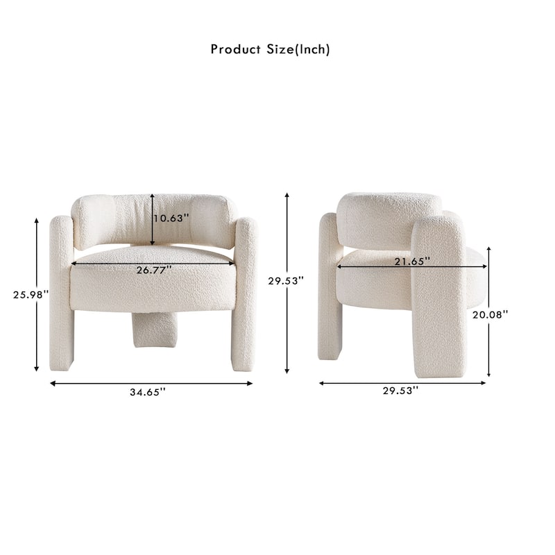 Modern Boucle Upholstery Accent Chair for Living Room, Beige