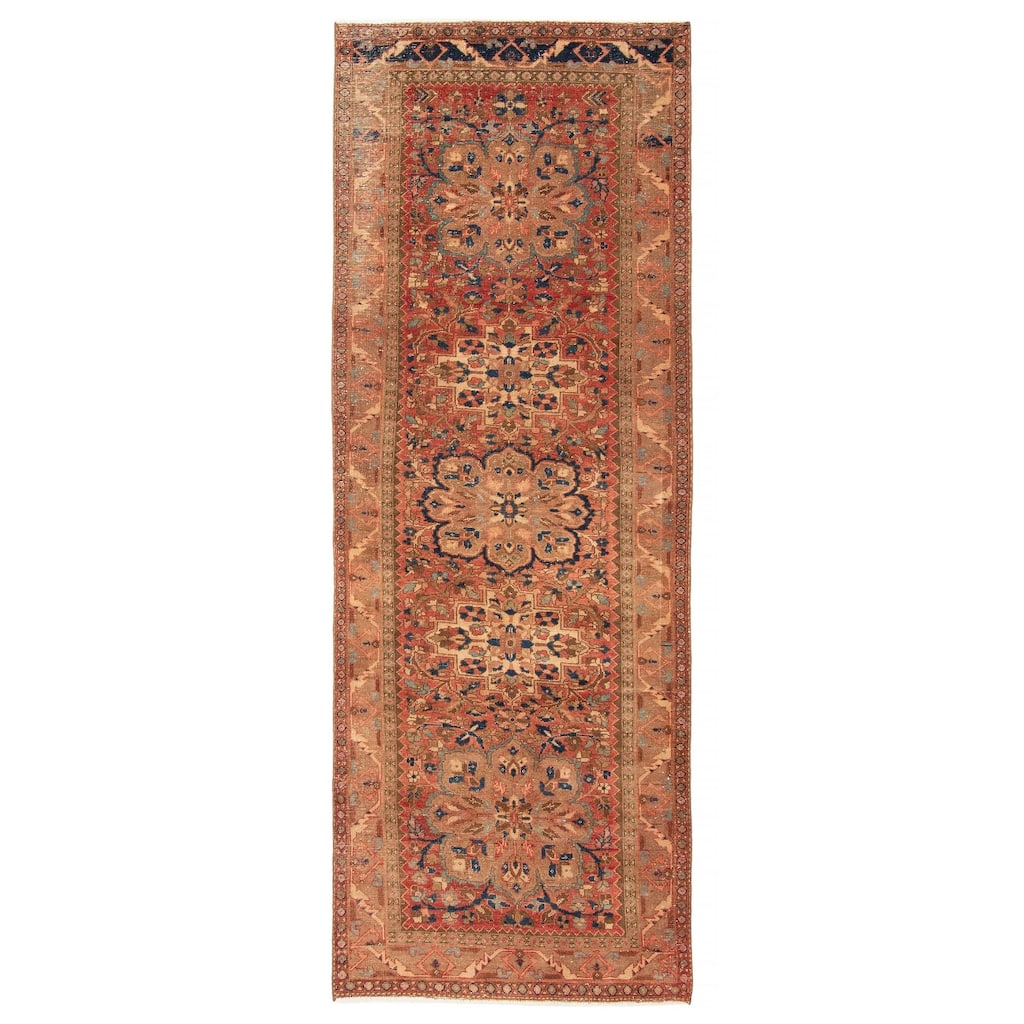 ECARPETGALLERY Hand-knotted Antalya Vintage Red Wool Rug - 3' 10" x 10' 3"