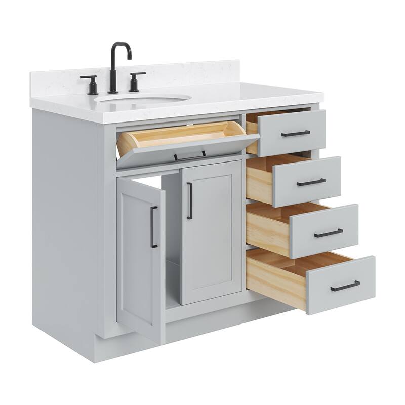 Ariel T042SLCQOVO Hepburn 42" Free Standing Single Basin Vanity Set