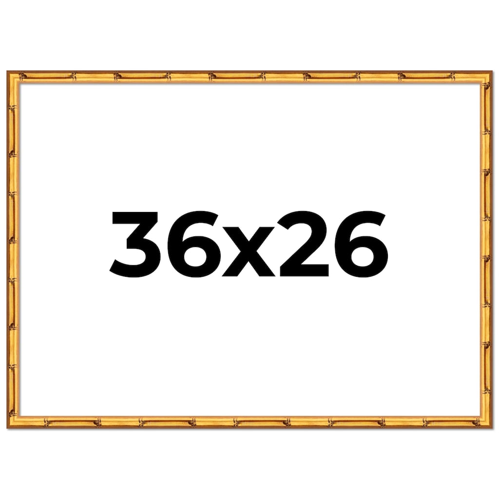 36x26 Frame Gold Bamboo Solid Wood Picture Frame | 1 Inch Moulding