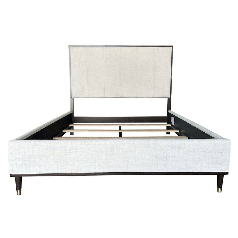 Modern Queen Size Bed with Light Gray Fabric