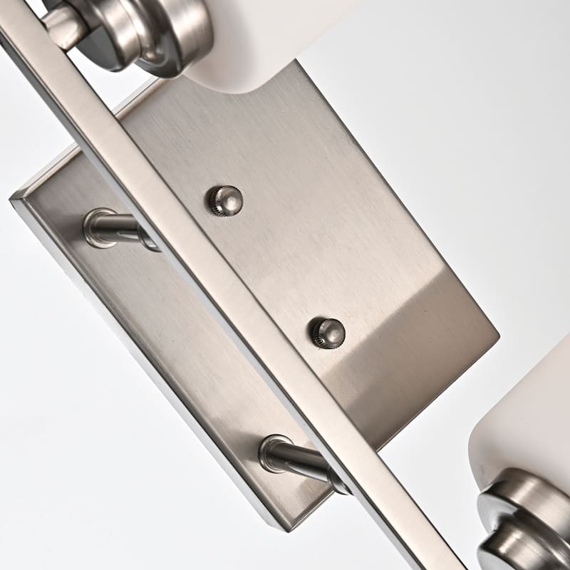 Brushed Nickel 4-Light Vanity Lights with White Etched Glass Shades