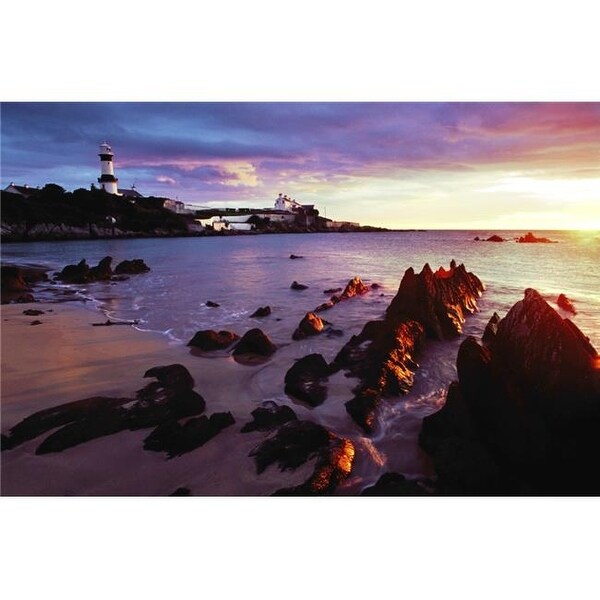 Sunset Over Beach With Lighthouse Poster Print By Gareth