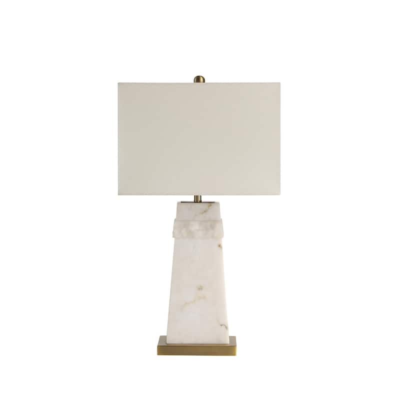 Alabaster Table Lamp with Drum Shade - 28" - White