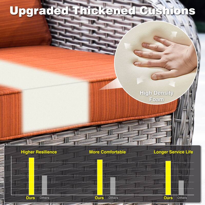 OVIOS 7-piece Patio Swivel Chair Set with 42" Fire Table